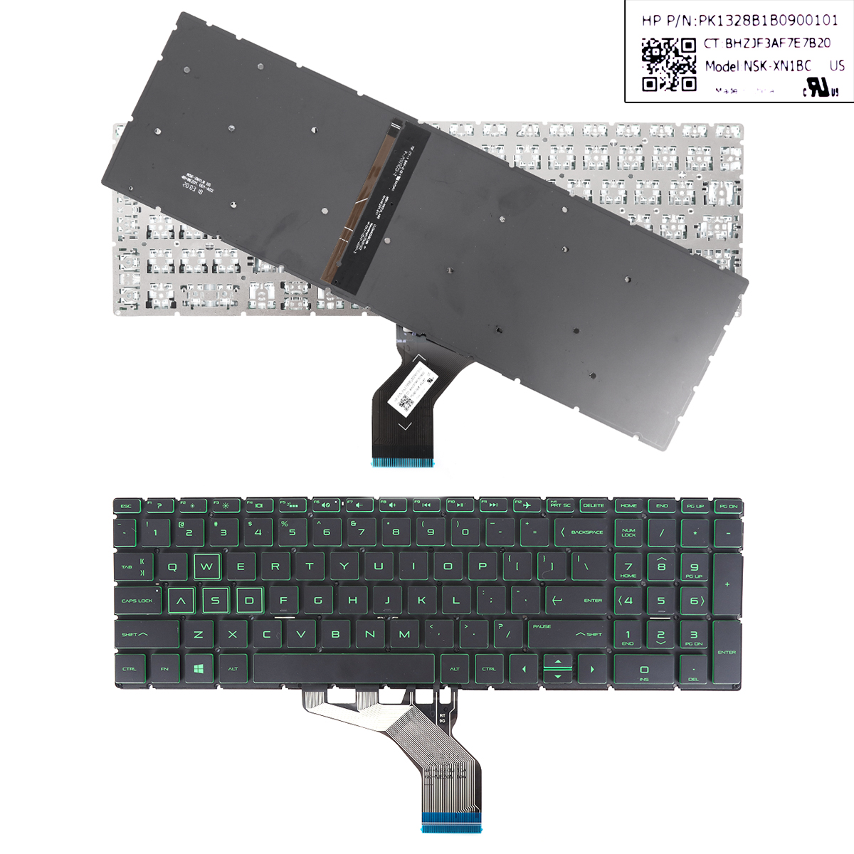 Picture of New Replacement Laptop Keyboard For  HP Pavilion 15-DA 250 255 G7 Gen7 BLACK (With Backlit Board  Green Side WIN8) US Layout